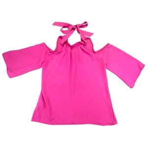 C‎ Christian Dress Women's Small Valentine's Day Pink Cold Shoulder Tie Neck